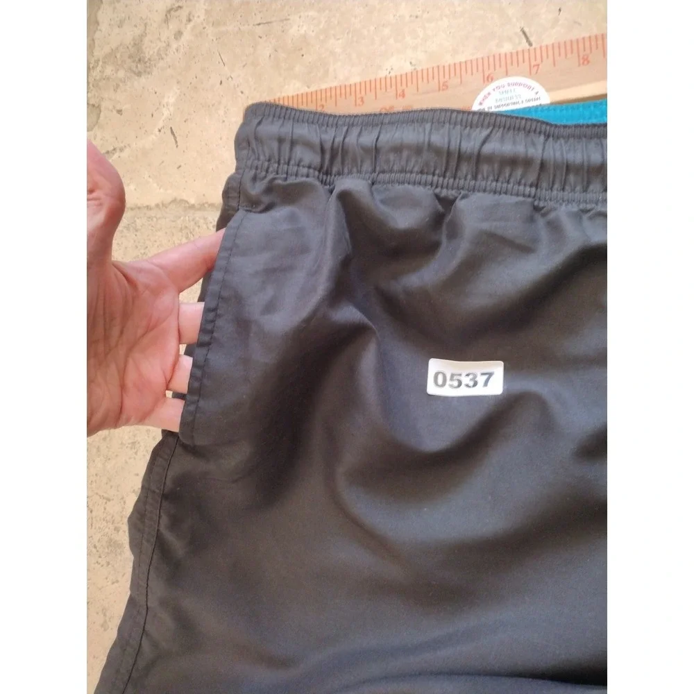 OP Ocean Pacific Swim Shorts Men Size L Black Surf Pockets Trunks Swimwear Beach